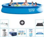 Intex Rond Opblaasbaar Easy Set Zwembad - 457 x 84 cm - Blauw - Inclusief Pomp Solarzeil - Onderhoudspakket - Filter - Grondzeil - Stofzuiger - Solar Mat