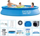 Intex Rond Opblaasbaar Easy Set Zwembad - 305 x 61 cm - Blauw - Inclusief Pomp Afdekzeil - Onderhoudspakket - Filter - Grondzeil - Stofzuiger - Ladder - Voetenbad - Warmtepomp