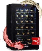 Klarstein Shiraz 24 Uno Wijnkoelkast - 63 Liter - 24 Flessen - Touch bediening - 5-18°C - Zwart