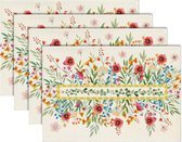 Bloemen-placemats, set van 4, bloemen-placemats, lente, wasbaar, zomerdecoratie, seizoensdecoratie, voor keuken, eettafel, feest, 30 x 45 cm