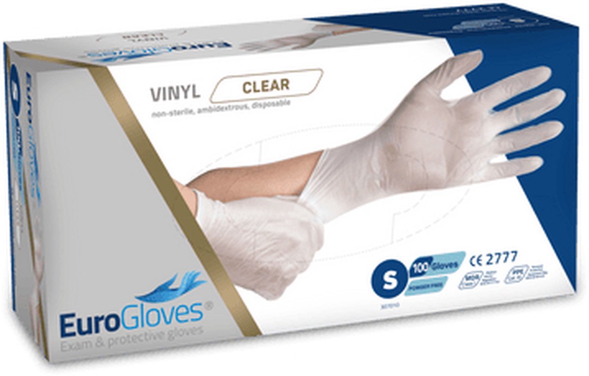 Goedkoopste Eurogloves handschoenen - vinyl - transparant - Small - poedervrij- 20 x 100 stuks voordeelverpakking