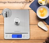Oplaadbare Digitale Keukenweegschaal - 3 kg Capaciteit - Waterdicht - RVS - LCD Display - Voor Nauwkeurig Wegen van Ingrediënten