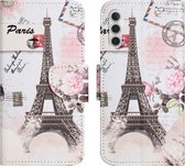 Parijs Eiffeltoren Frankrijk - book case hoesje - Telefoonhoesje geschikt voor Samsung Galaxy A55