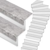 Traprenovatie set - 1 kwart draai - 15 treden SPC toplaag Beton grijs incl. witte stootborden