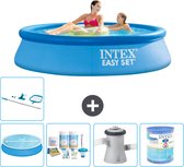 Intex Rond Opblaasbaar Easy Set Zwembad - 244 x 61 cm - Blauw - Inclusief Solarzeil - Onderhoudspakket - Zwembadfilterpomp - Filter - Schoonmaakset