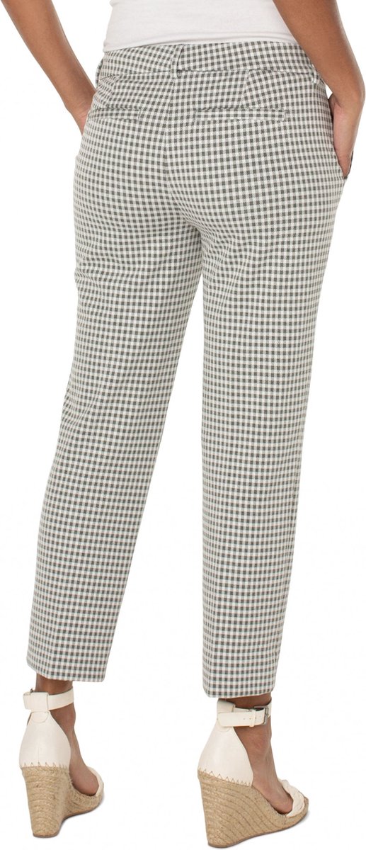 LIVERPOOL JEANS COMPANY Kelsey Trouser Slit Sage / White Gingham | Sage / White Gingham