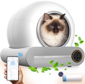 Automatische Zelfreinigende Kattenbak XXL - Open Kattentoilet - Elektrische Robot - Kleine & Grote katten - 65L – Wit