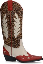 Sacha - Dames - Leopard cowboylaarzen met rode details - Maat 41