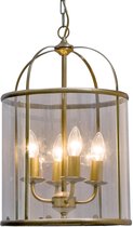 Lantaarn hanglamp Pimpernel | 4 lichts | brons / bruin / transparant | Ø 32 cm | glas / metaal | stijvol / klassiek / modern / landelijk design
