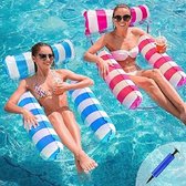 2 Pack Pool Float Water Hangmat, Zwembad Drijvende Stoel, 4 in1 opblaasbare hangmat (zadel, loungestoel, hangmat, drifter), waterbank, zwemhangmat voor volwassenen kinderen met draagbare inflator