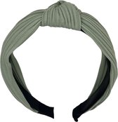 Diadeem - stof - haarband - groen met knoop