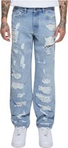 Urban Classics - Heavy Ounce Straight Fit Heavy Destroyed Jeans Broek rechte pijpen - Taille, 34 inch - Blauw