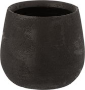 J-Line bloempot Oneffen Ruw - keramiek - zwart - small - Ø 16.50 cm - 2 stuks