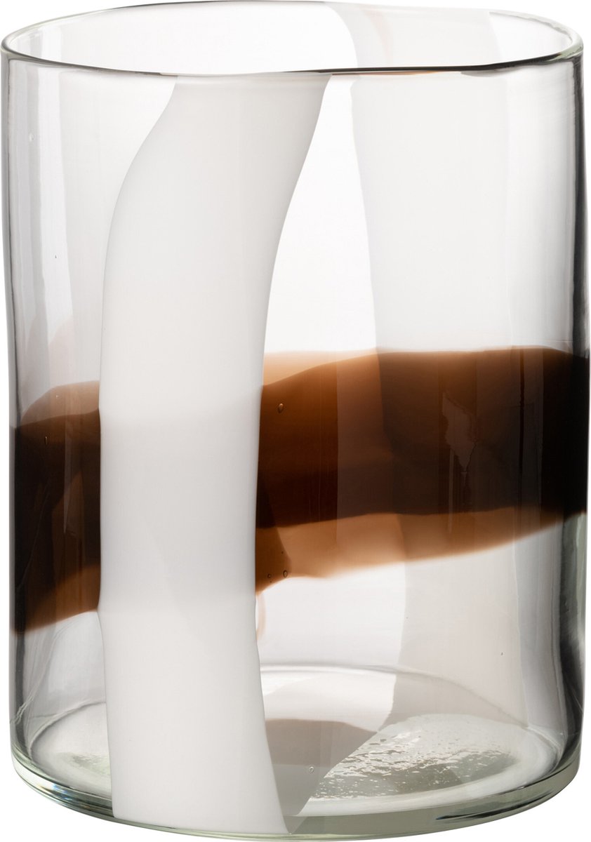 J-Line vaas Iggy - glas - wit/bruin - small - Ø 20 cm Multi