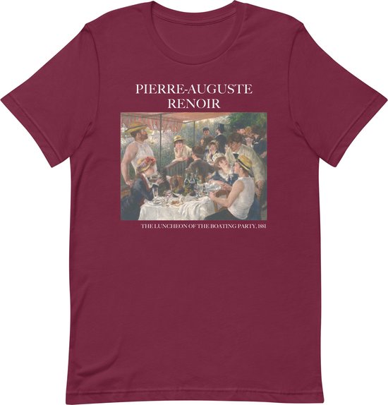 Pierre-Auguste Renoir 'De lunch van het roeipartijtje' ("The Luncheon of the Boating Party") Beroemd Schilderij T-Shirt | Unisex Klassiek Kunst T-shirt | Maroon | S
