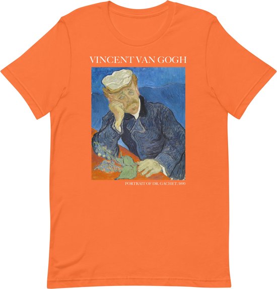 Vincent van Gogh 'Portret van Dr. Gachet' ("Portrait of Dr. Gachet") Beroemd Schilderij T-Shirt | Unisex Klassiek Kunst T-shirt | Oranje | L