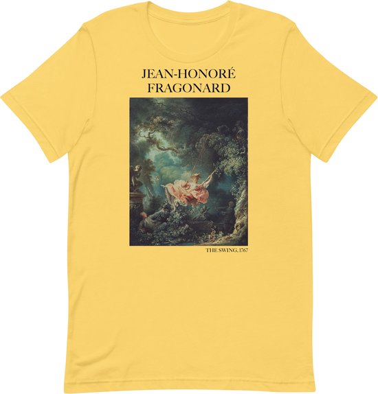 Jean-Honoré Fragonard 'De Schommel' ("The Swing") Beroemd Schilderij T-Shirt | Unisex Klassiek Kunst T-shirt | Geel | S