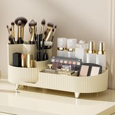 Make-uporganizer Draaibaar (Wit) met Spiegel - Opbergbox voor Cosmetica