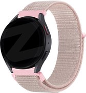 Bandz universeel 20mm nylon loop band geschikt voor Samsung Galaxy Watch 4 (Classic) / 5 (Pro) / 6 (Classic) / Active 1/2 40 & 44mm / Watch 1 42mm / Watch 3 41mm / Gear Sport - Hoogwaardig nylon bandje met klittenbandsluiting - roségoud