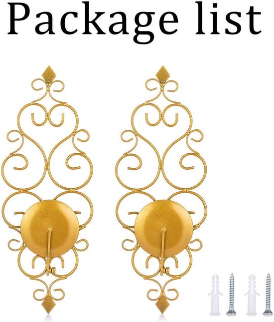 Wandlamp kandelaar (set van 2) Wandtheelichthouder Zwarte Kroon en Scepter Ontwerp Wandhouder Metalen Wandkandelaar Opknoping IJzer Kandelaar Wandhouder voor Woonkamer, Badkamer, Eetkamer