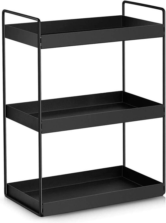 3 Tier staande rekken keuken onderkast plank douche plank badkamer werkblad organizer Vanity Tray cosmetica & make-up opslag kruidenrek in zwart met gratis verzending. Bathroom organizer