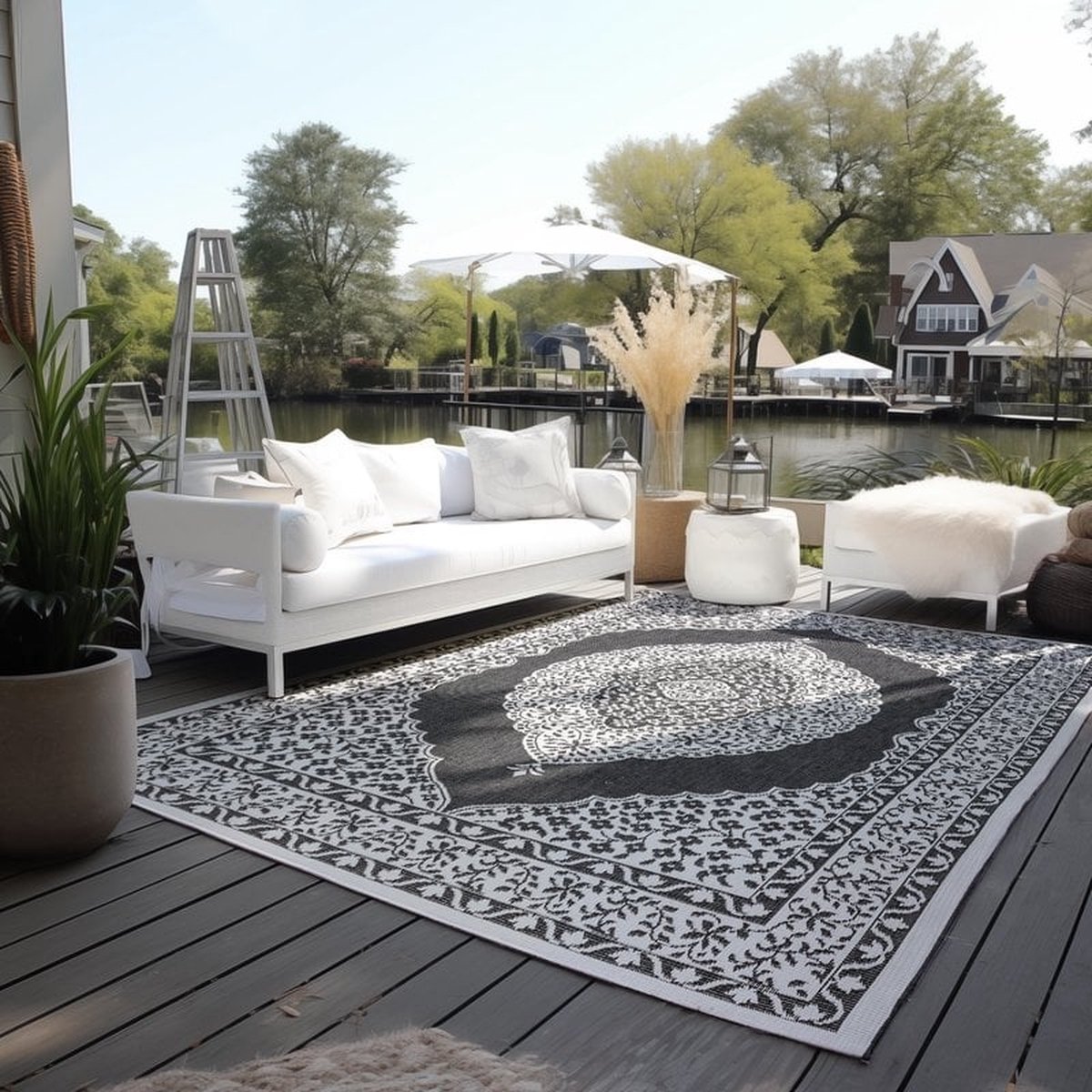 flycarpets Elle Decoration - Binnen & Buitenkleed - Omkeerbaar - Meekly - Zwart - 200x290 cm