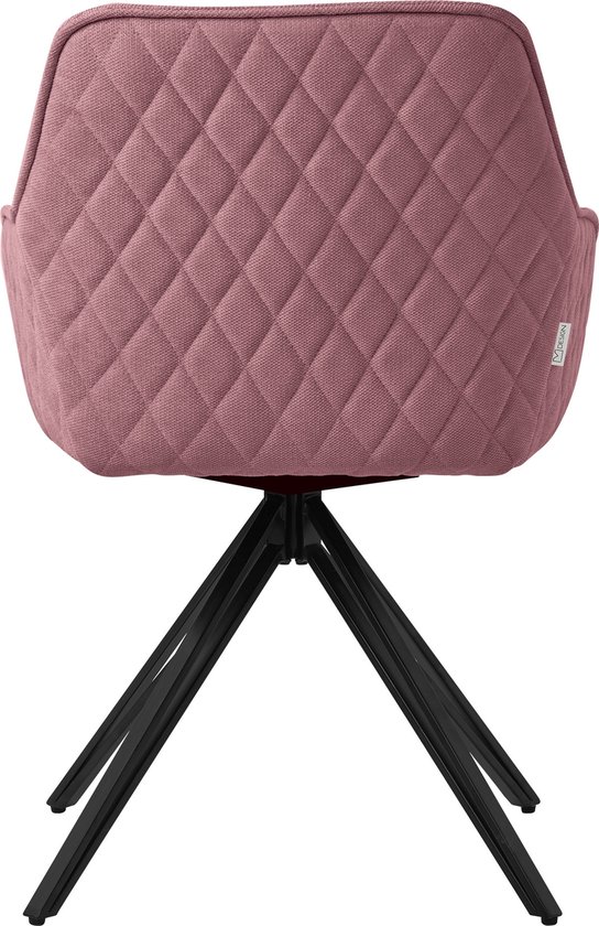 ML-Design eetkamerstoelen draaibaar set van 2 textiel geweven stof oud roze, woonkamerstoel met armleuning/rugleuning, 360° draaibare stoel gestoffeerde stoel met metalen poten ergonomische fauteuil