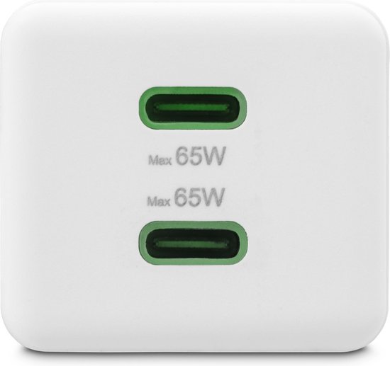 Hama Snellader, GaN, 2x USB-C, PD/Qualcomm®, minilader, 65 W, wit