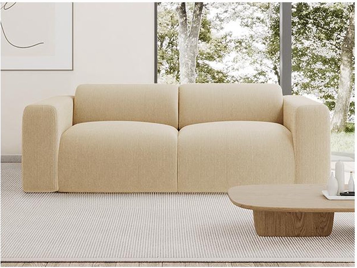 Vente-unique Driezitsbank in beige fijn ribfluweel - POGNI van Maison Céphy