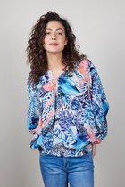 DIDI Dames Blouse Lima in offwhite with Azur Fusion print maat 42
