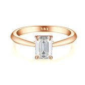 Elysium - 14k Roségouden Smaragd Solitair Moissanite Ring - 6.7 karaat