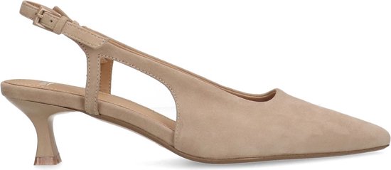 Manfield - Dames - PRE ORDER - Beige suède slingback pumps - Maat 36