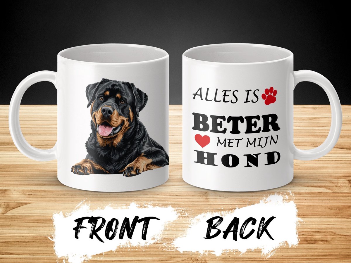 Mok Rottweiler Alles is beter met mijn hond - dog - doglover