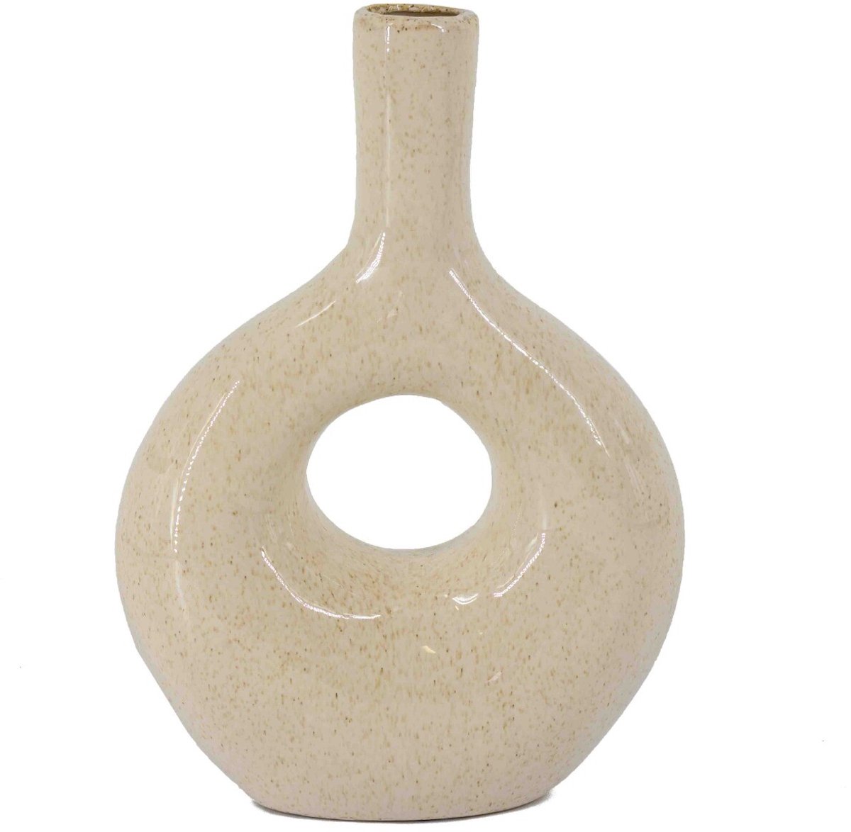 homebound by ky Aardewerk donut vaas beige | beige vaas met gat | 18x8x25,5cm | off white vaas Off-white