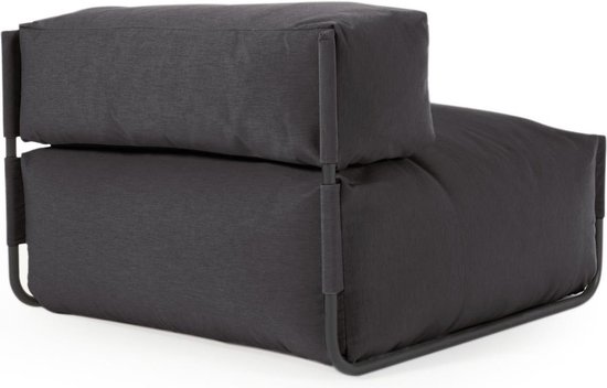 Kave Home - Pouf carré gris et noir avec dossier pour canapé modulable 100% outdoor 101 x 101 cm