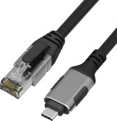 NÖRDIC RJ45C-30 USB-C 3.1 5Gbps naar RJ45 1Gbps Kabel - Geschikt voor Windows, MacOS, Linux, ChromeOS - 3m