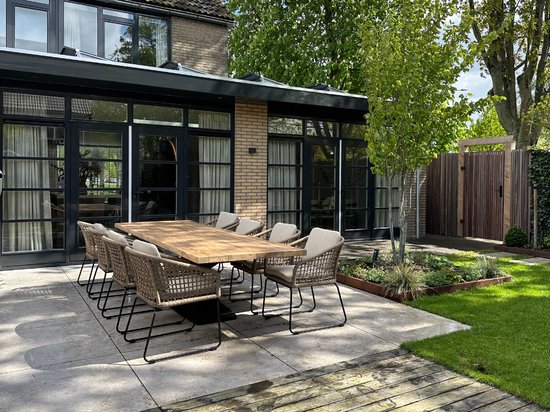 BUITEN living Tulum dining tuinstoel set van 8 | touw + RVS | Sahara ...