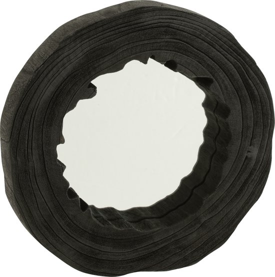 J-Line miroir Paulownia - bois - noir - large