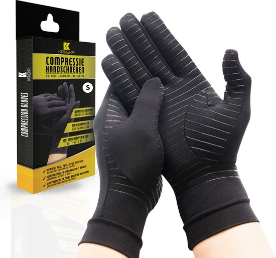 Kangka Compressie Handschoenen met Vingertoppen - Zwart - maat S