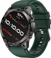 Pro-Care Excellent Quality™ Smartwatch AMOLED 1.43 Always ON - Dual Bluetooth - Bellen - AI Talk - O2 meter - Magnetic Laden - Caloriemeter - Message - Sport/Steps/Afstand/ - Slaapmeter - TPU Groene Band - Alloy Donker Zilver Case