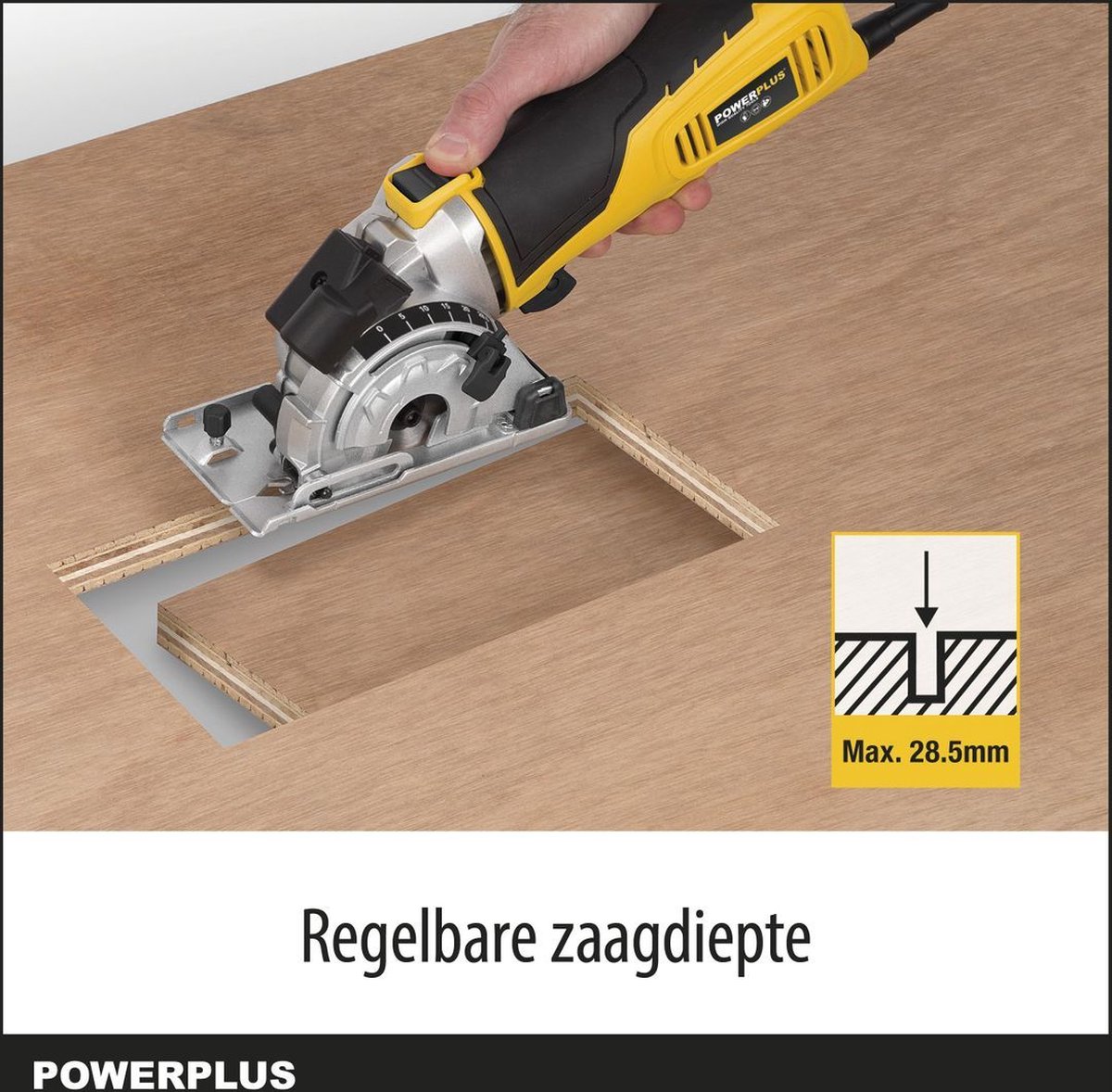 Powerplus POWX1365MB mini-invalzaag 600W met laser en verstekbasis thumbnail 3