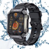 Le Tijdspeeltgeenrol smartwatch Zwart - Podomètre - Moniteur de fréquence cardiaque - Tensiomètre - Bluetooth - Étanche - Sain - Fitness -