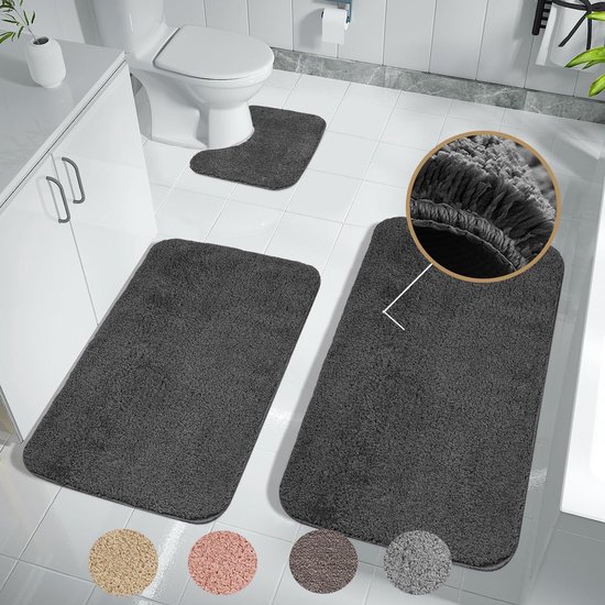 Tapis de Bain,Ensemble de 3 tapis de salle de bain et de douche, 2