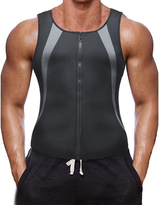 Body-Shaper, gewichtsverlies, sauna-zweet-body shaper voor heren, fitness, zwart - L