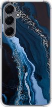 Shockproof hoesje - Geschikt voor Samsung Galaxy A55 - Marmer lagoon blauw - Extra sterke case - TPU/polycarbonaat - Marmer - Blauw, Transparant