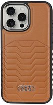 Bescherming Audi Synthetic Leather MagSafe iPhone 15 Pro Max 6.7" brown hardcase