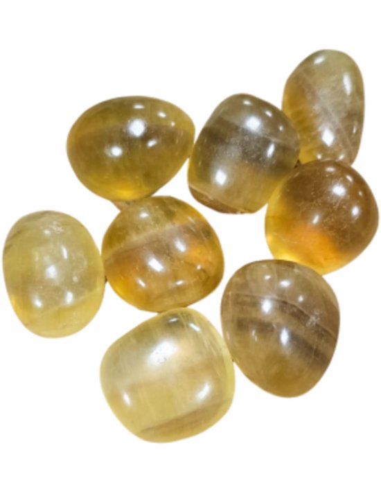 Fluoriet geel 250 gr. trommelstenen (mt3)