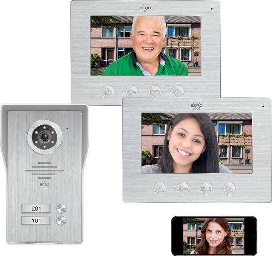 ELRO DV4000IP2 Wifi IP Video Deur Intercom – 2 appartementen - 1080P Full HD Camera met nachtzicht – 4-draads kabel – 16 Beltonen