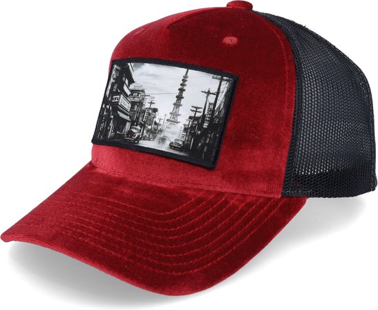 Hatstore- Japan Red/Black Velvet Trucker - Public Domain Cap