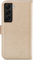 My Style Telefoonhoesje geschikt voor Samsung Galaxy S22 Hoesje | My Style Flex Wallet Bookcase Portemonnee | Pasjeshouder voor 3 Pasjes | Telefoonhoesje voor Pinpas / OV Kaart / Rijbewijs - Goud